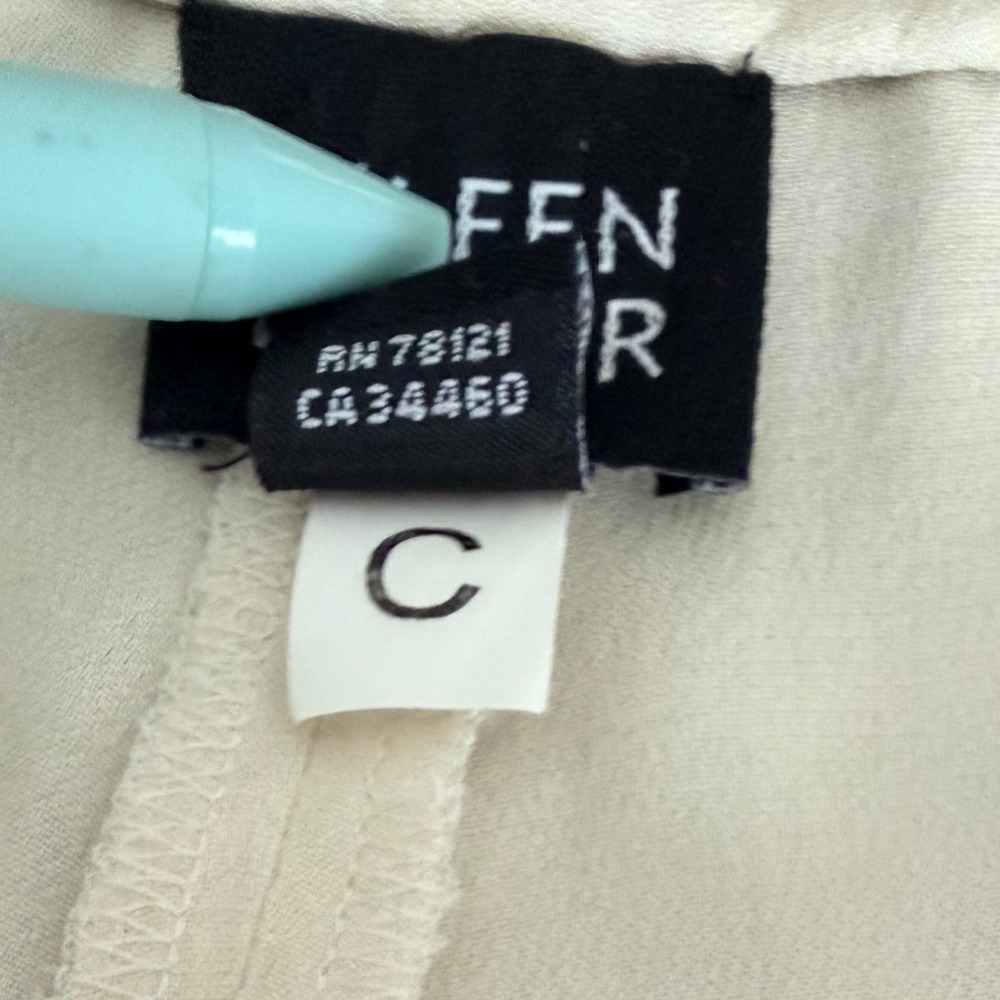 Vintage 90s Eileen Fisher 100% Silk Ivory Wide Leg Pants Size Size Medium - Picture 6 of 11